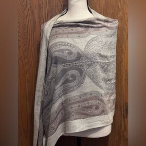 Charming Charlie Long Lightweight Paisley Boho Scarf Wrap w/ Fringe L81”X W22”